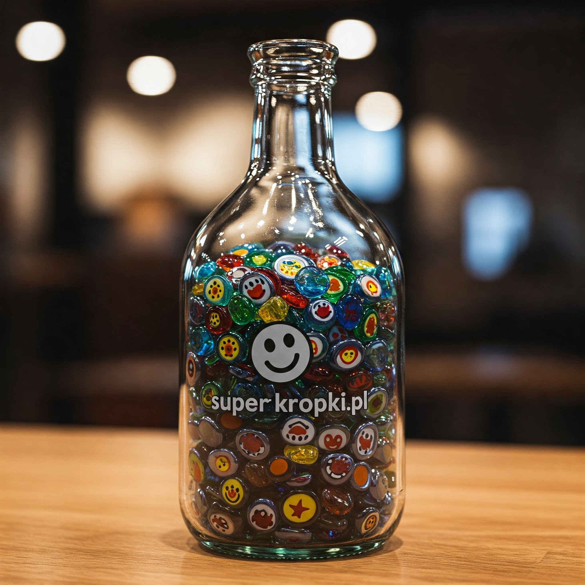 Szklana butelka z kropkami