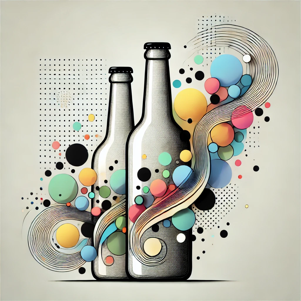 Kolorowe kropki na szklanej butelce